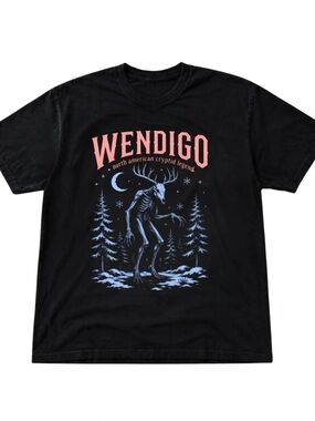 Wendigo Graphic Tee - Black with Pink & Blue Print